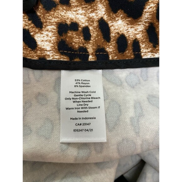 Talbots Chatham Leopard Print Slim Leg Ankle Pants Shirt Size 16 Browns New - Picture 5 of 5